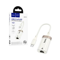 Adaptador Hoco UA41B Crystal Tipo-C para RJ45 Ethernet 100Mbps 145MM Damasco